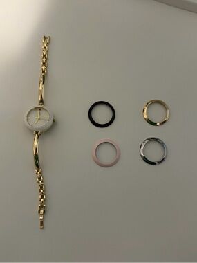 Altar'd State Gold Bangle Watch with Interchangeable Bezels